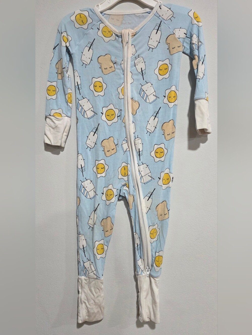 Little Sleepies Light Blue Breakfast Print Zipper Pajamas